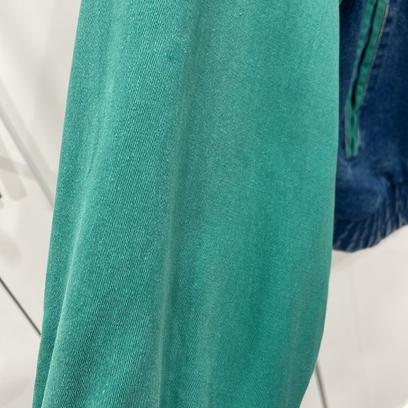 Vintage 1990s Street Worn Denim and Green Bomber Jacket - Picture 8 of 16